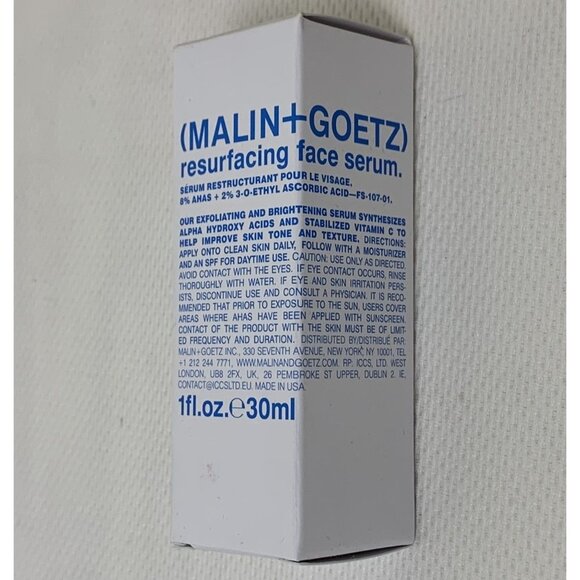 Malin+Goetz Resurfacing Face Serum 30ml Exfoliate Brighten Full Size 1 Fl Oz NEW - Picture 2 of 8